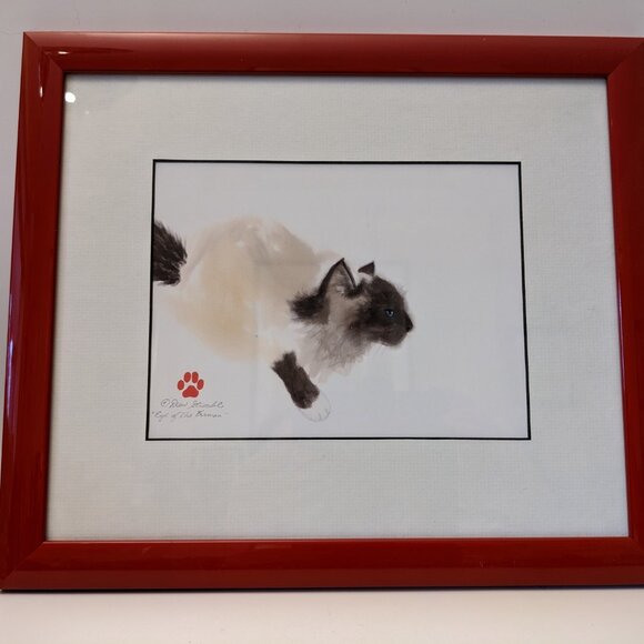 Gorgeous Framed Birman Cat Art Print - "Eye of the Birman" Watercolor Signed - Picture 2 of 6